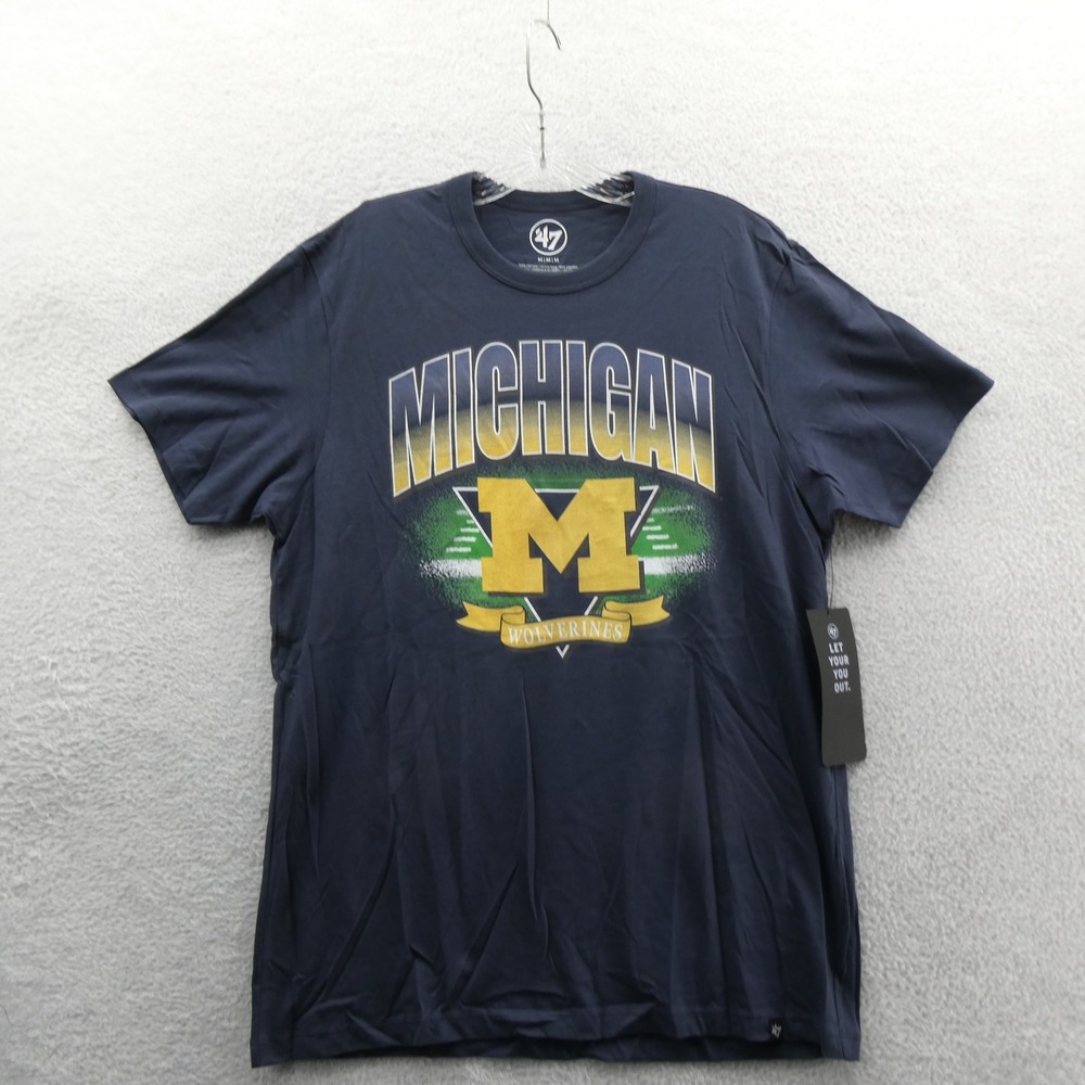 '47 Brand Shirt Mens Medium Michigan Wolverines Navy Blue Cotton Football NCAA